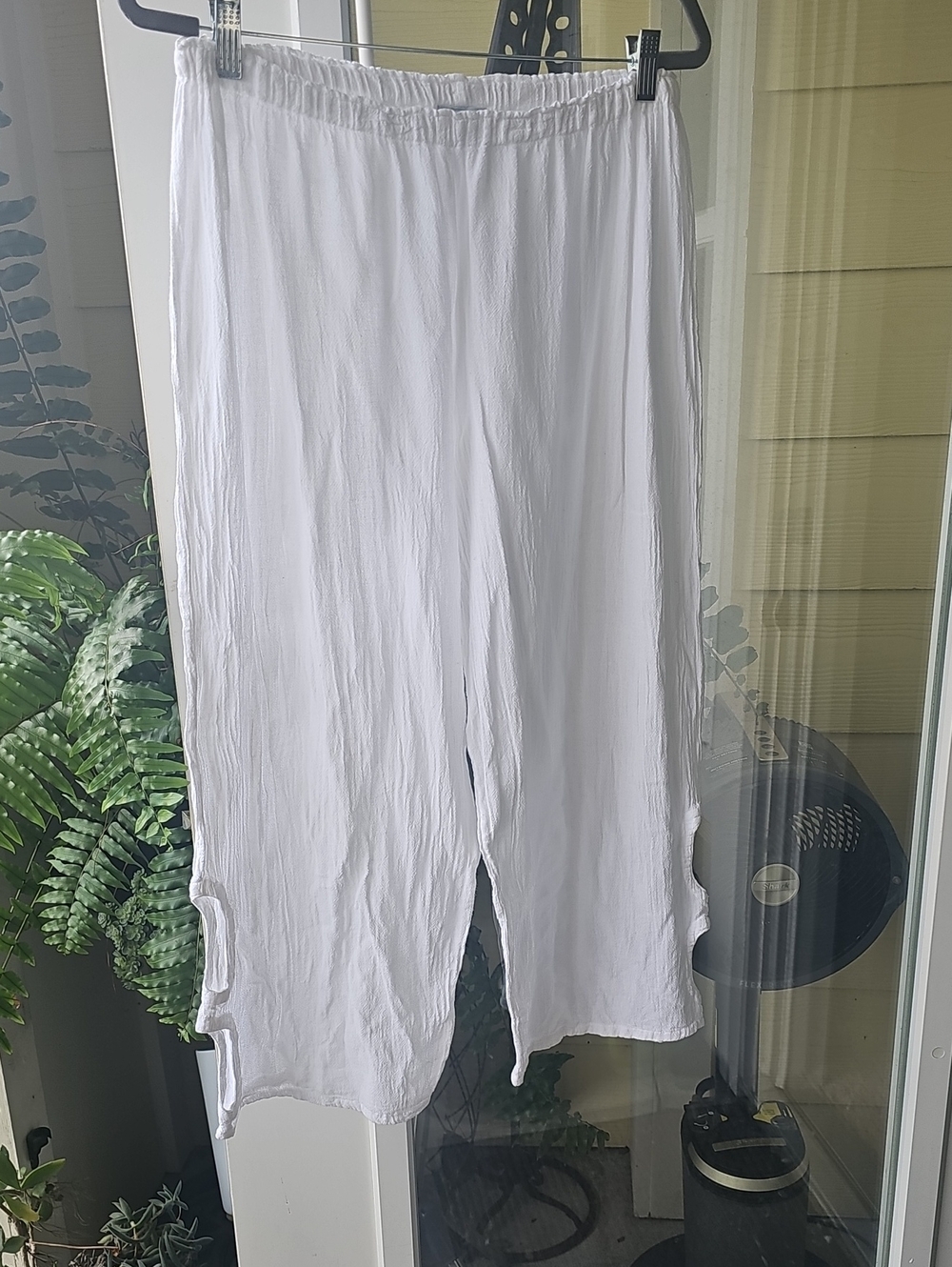 Oh My Gauze, White Gauze Pants With Ankle Cutouts.